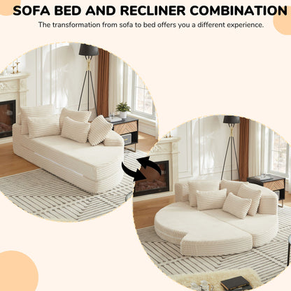 Semi Circular Corduroy Sofa Bed With Pillow