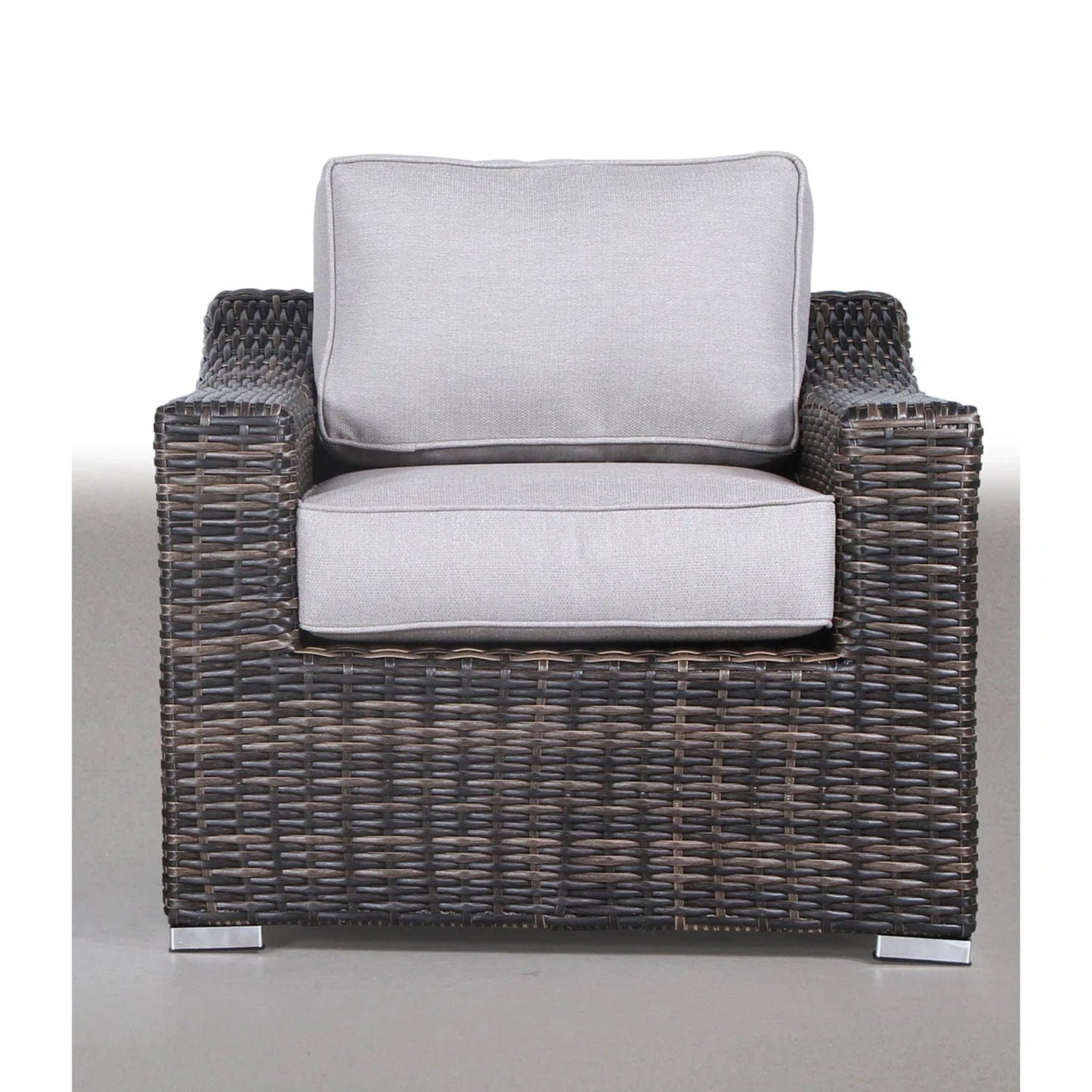Outdoor Wicker Set With Glass Table And Cushions