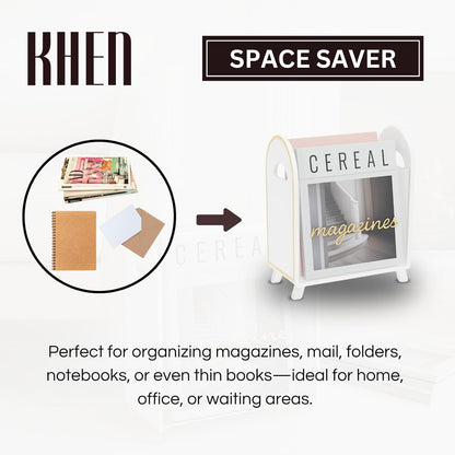 Clear Acrylic Magazine Holder with Gold Trim