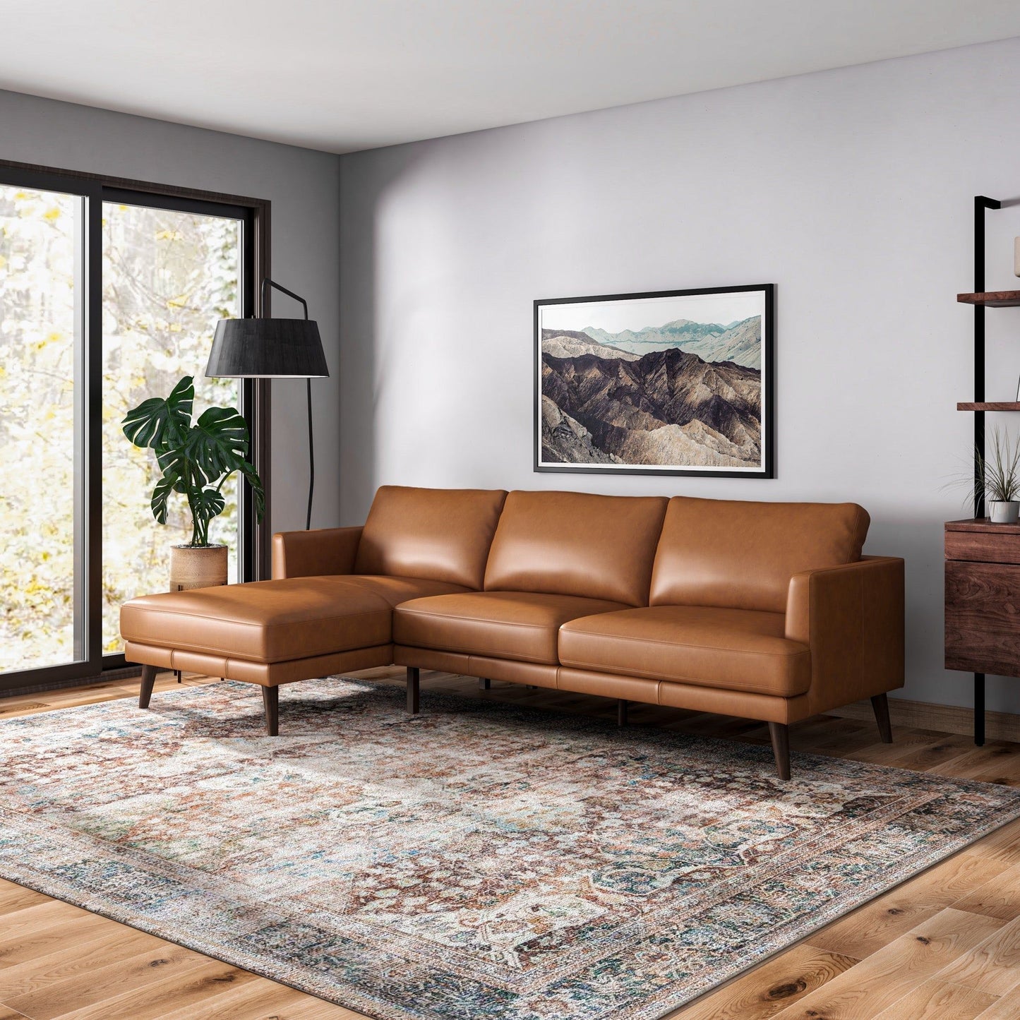 Lore High Quality L-Shaped Sectional leather sofa tan by HouseOfZazla on Tampa Home & Garden Store