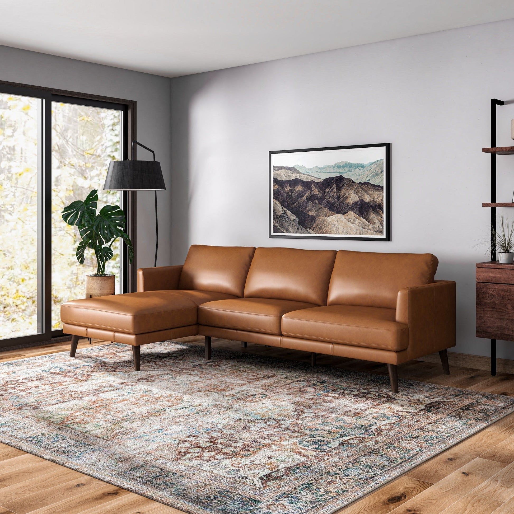 Lore High Quality L-Shaped Sectional leather sofa tan by HouseOfZazla on Tampa Home & Garden Store