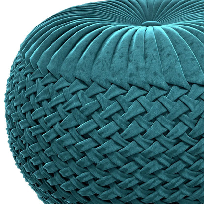 Grafton Handcrafted Round Pouf With Tufted Top