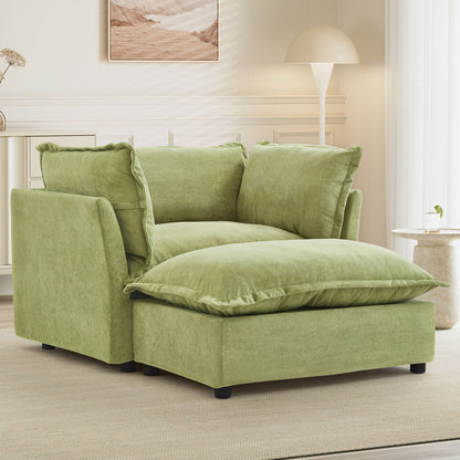 Modern Fabric Armchair with a Movable Ottoman