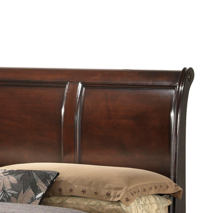 LaVita storage bed headboard in dark brown wood with curved panel accents on Tampa Home & Garden Store