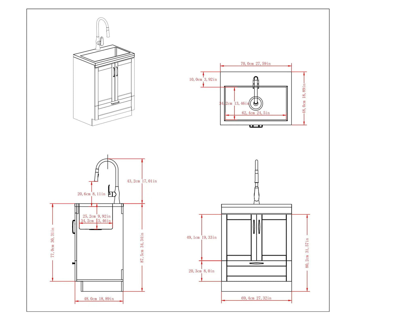 Reed Deluxe Laundry Cabinet with Pull-Out Faucet