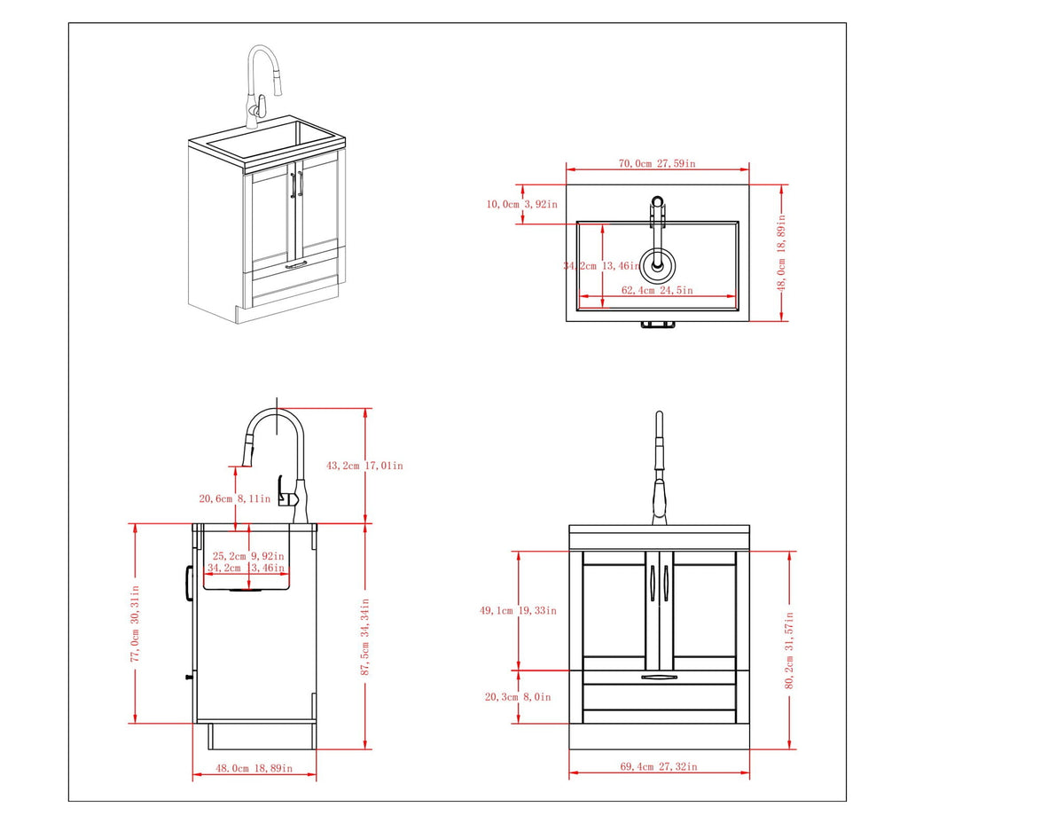 Deluxe Laundry Cabinet With Sink And Faucet Unit vanity with doors HouseOfZazla on Tampa Home & Garden Store