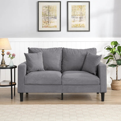 Modern upholstered loveseat sofa gray ribbed fabric by Unique Piece Furniture on Tampa Home & Garden Store
