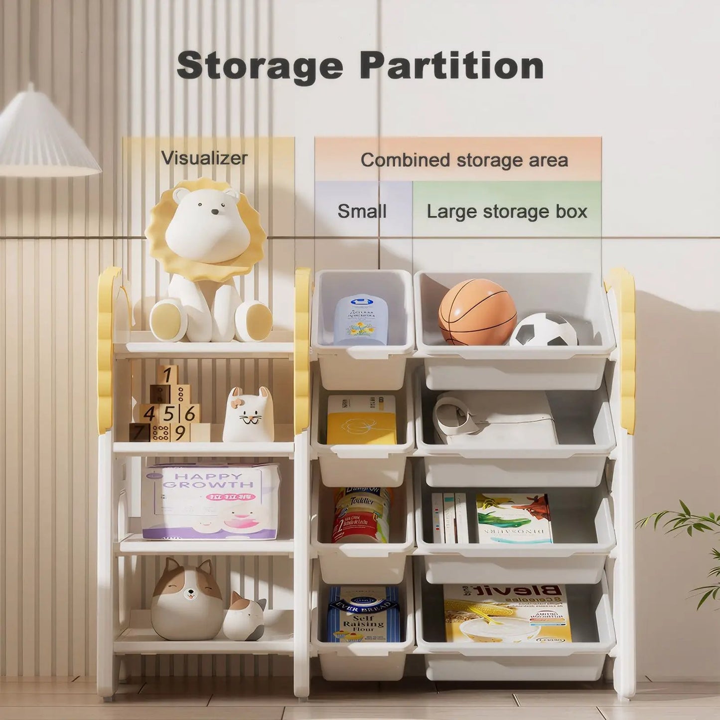 Kids Bookshelf and Toy Storage Organizers 4 Tier