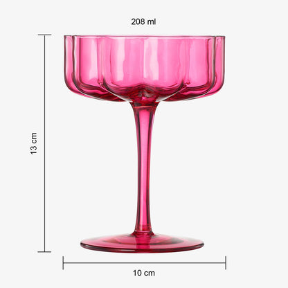 Vintage Pink Glass Coupe and Martini Set of Two