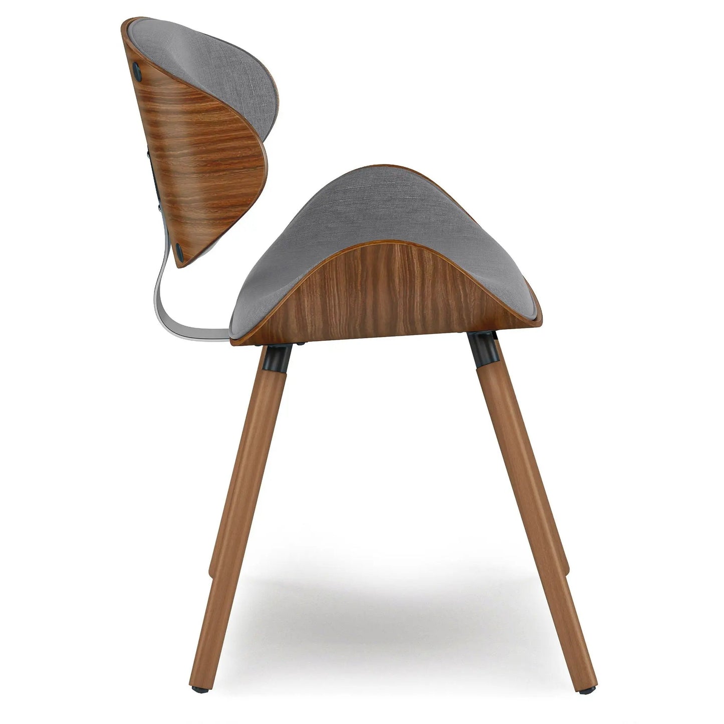Marana Upholstered Dining Chair, curved wood shell with gray fabric cushion, pair on Tampa Home & Garden Store
