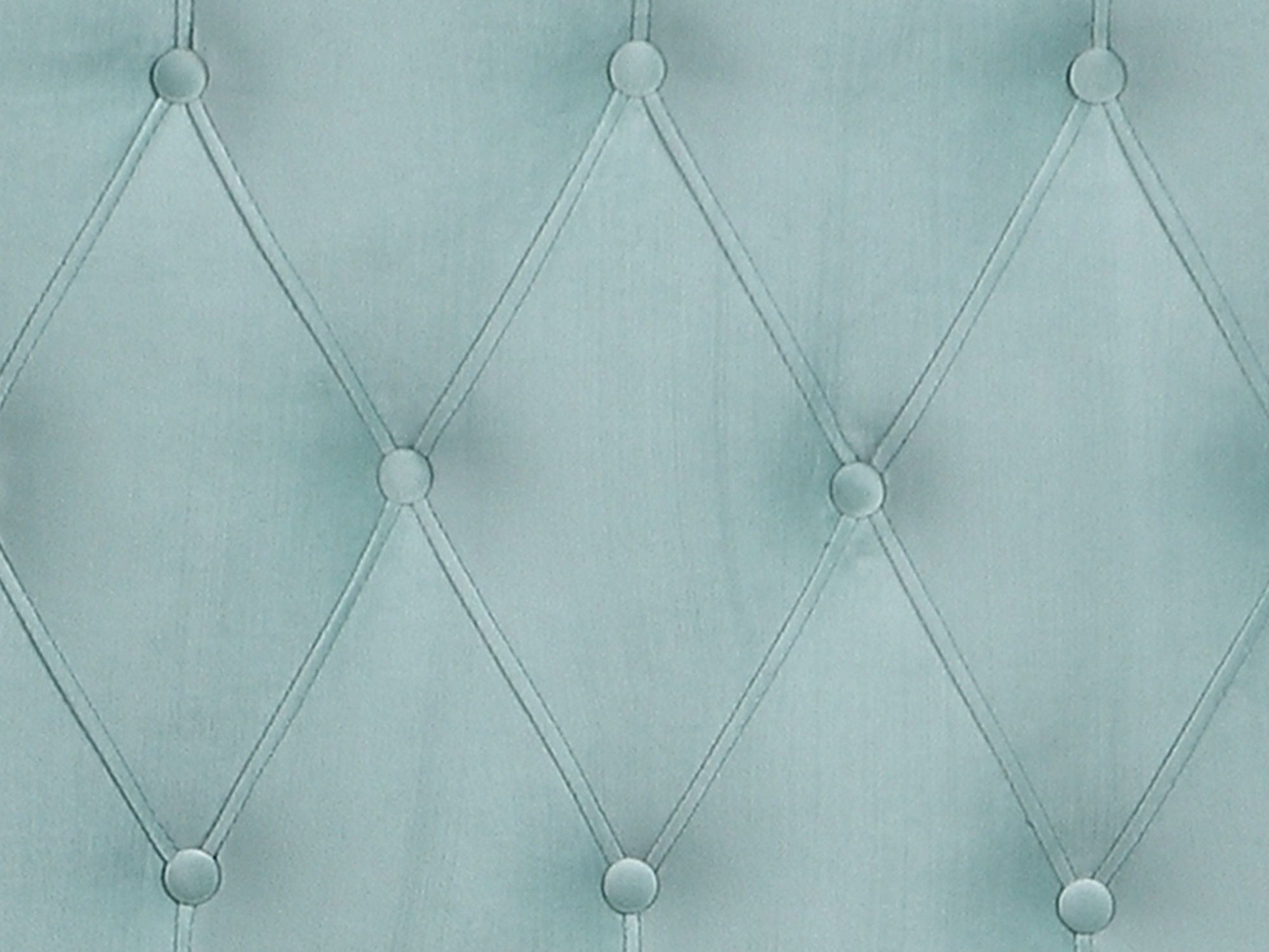 Luma Upholstered Bed headboard in pale blue fabric with diamond tufting and round buttons on Tampa Home & Garden Store