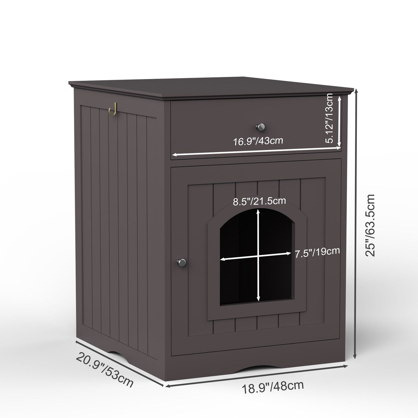 Pet House Cat Litter Box Enclosure With Drawer Side Table dark espresso brown wood on Tampa Home & Garden Store