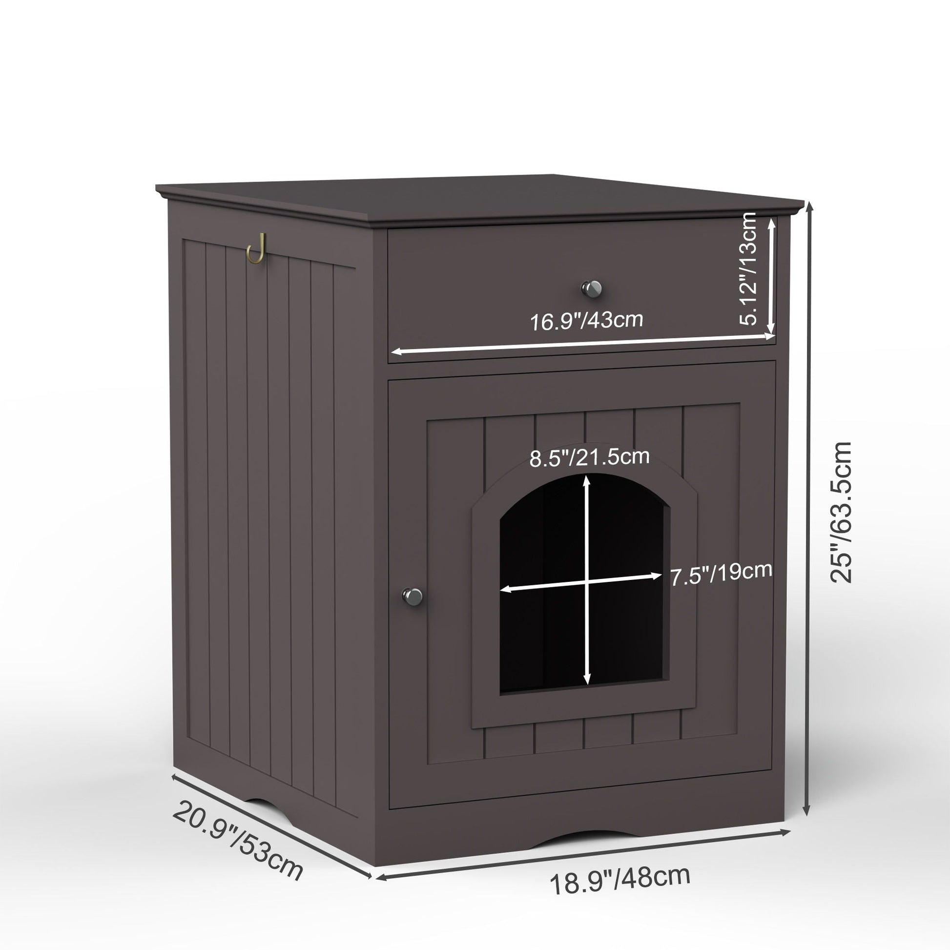 Pet House Cat Litter Box Enclosure With Drawer Side Table dark espresso brown wood on Tampa Home & Garden Store