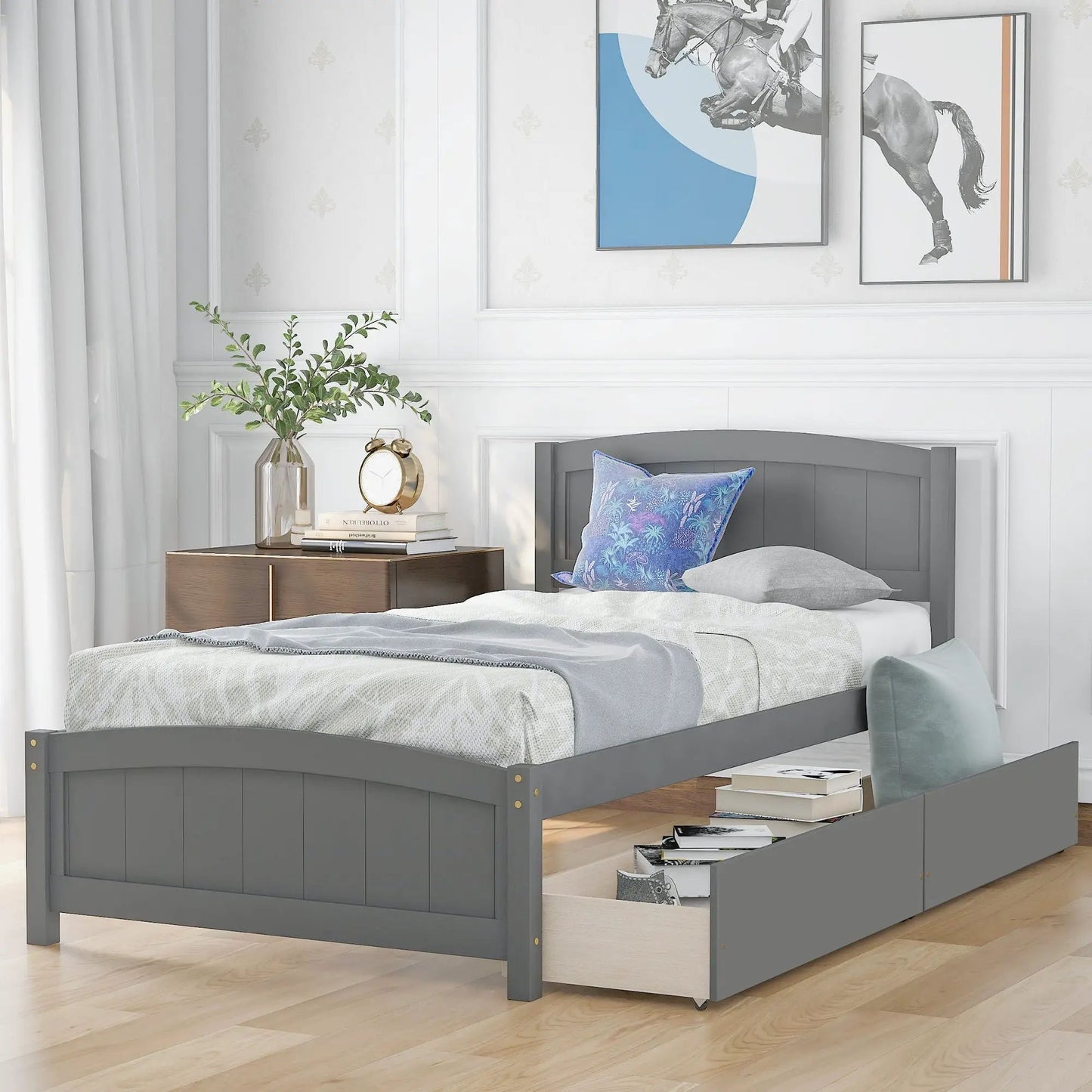 Platform Bed and Headboard With Footboard Slats