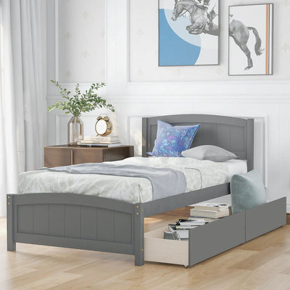 Platform Bed and Headboard With Footboard Slats