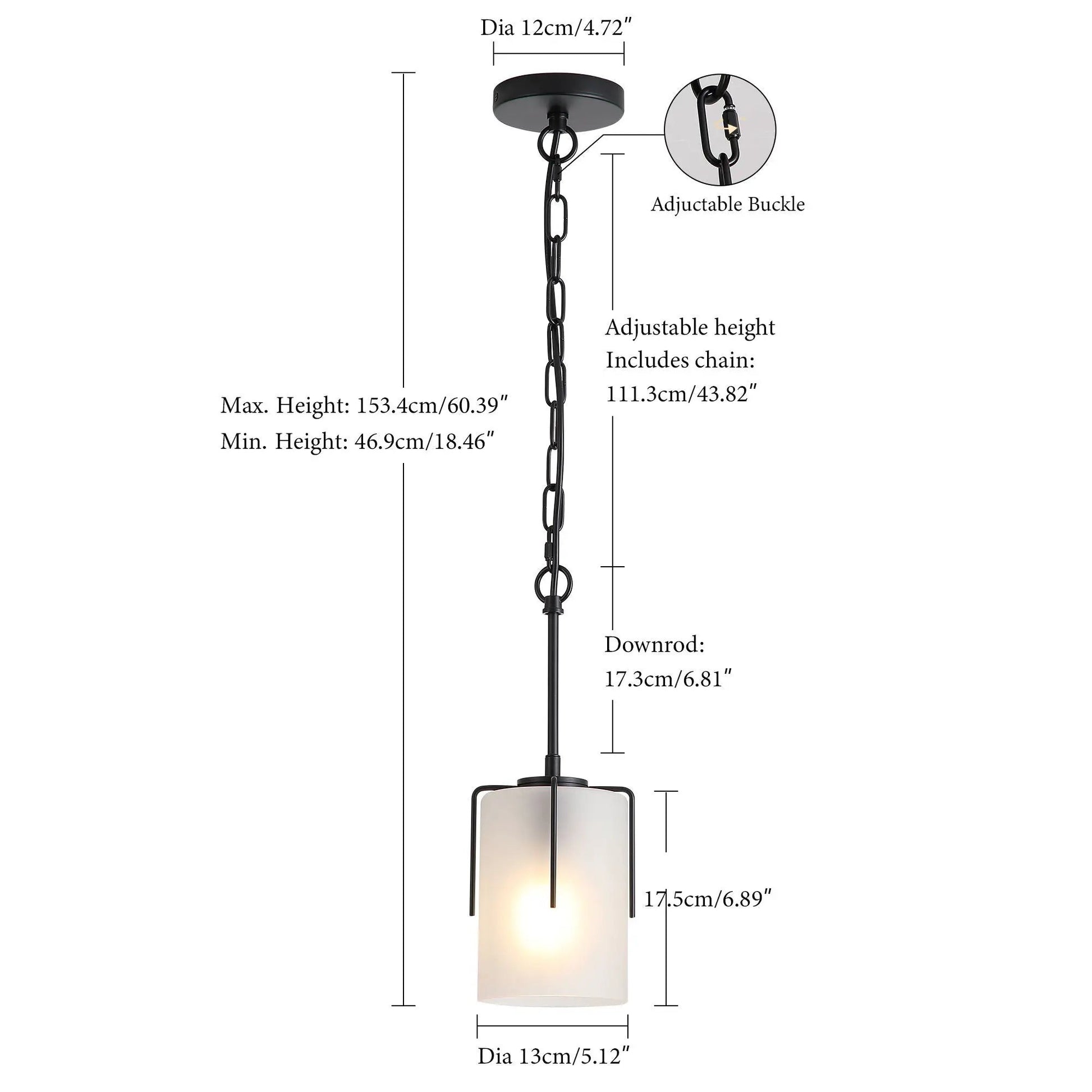 Adjustable cylindrical pendant light with black metal chain and shade by Unique Piece Furniture on Tampa Home & Garden Store