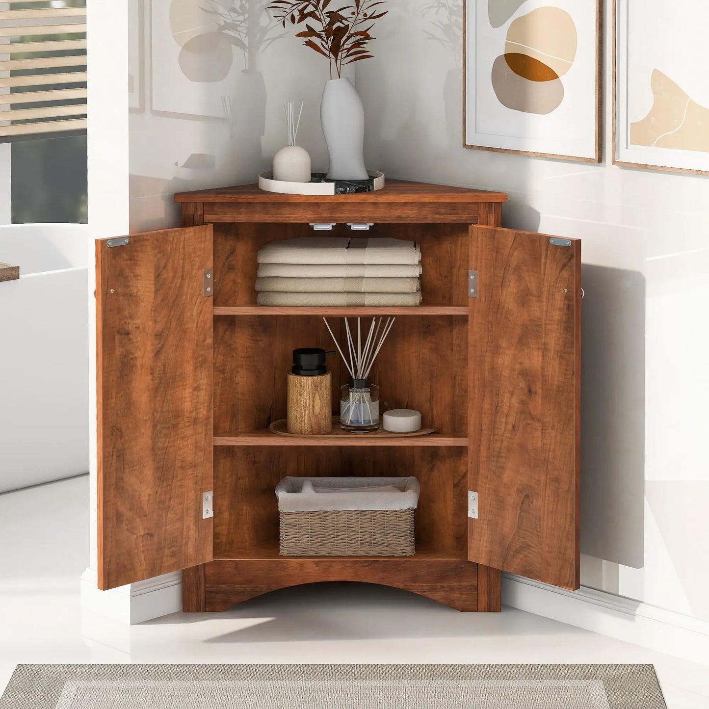 Triangle Bathroom Cabinet with Adjustable Shelves