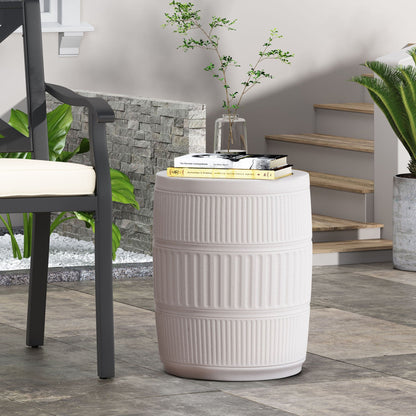 Antique White Patio End Table and Concrete Base