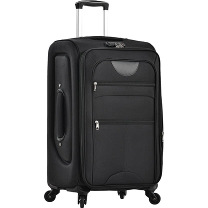Black softside expandable upright spinner luggage with front pockets and wheels on Tampa Home & Garden Store