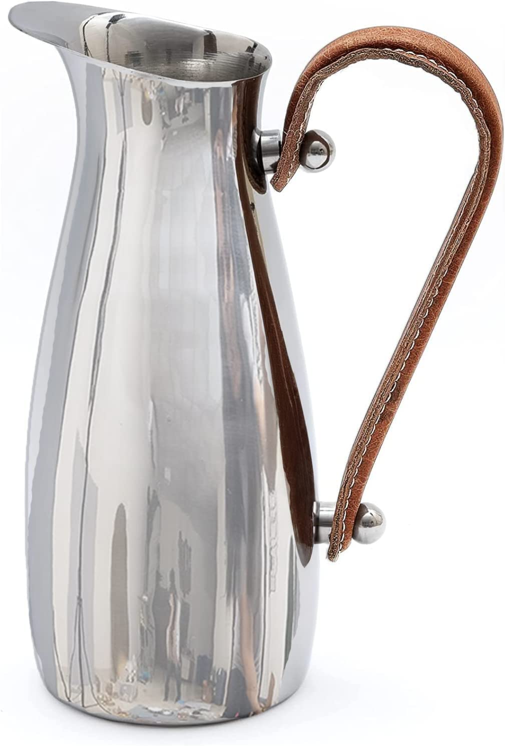 Stainless Steel Water Pitcher and Leather Handle
