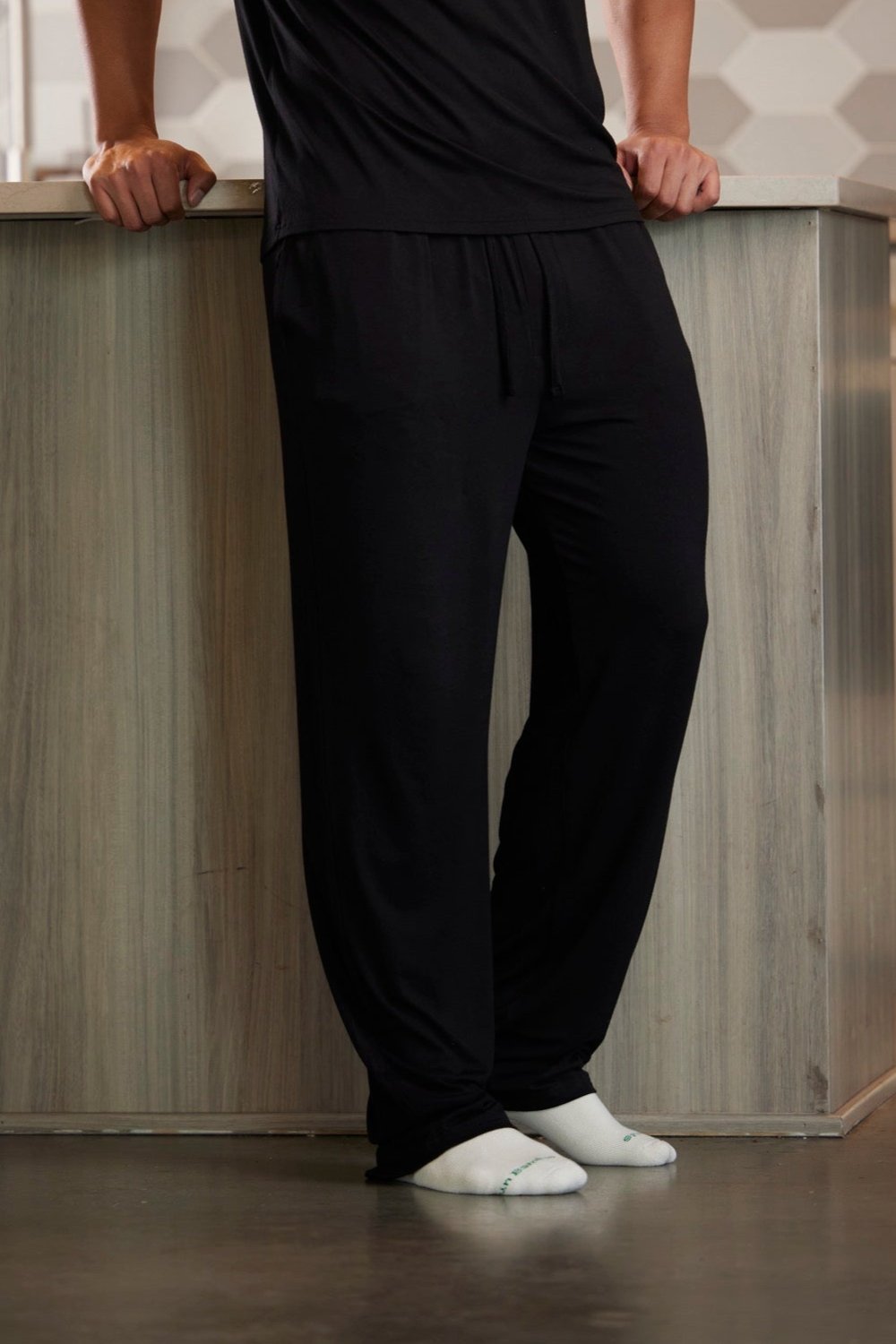 Men's soft bamboo lounge pajama pants, black, Spun Bamboo brand sleepwear on Tampa Home & Garden Store