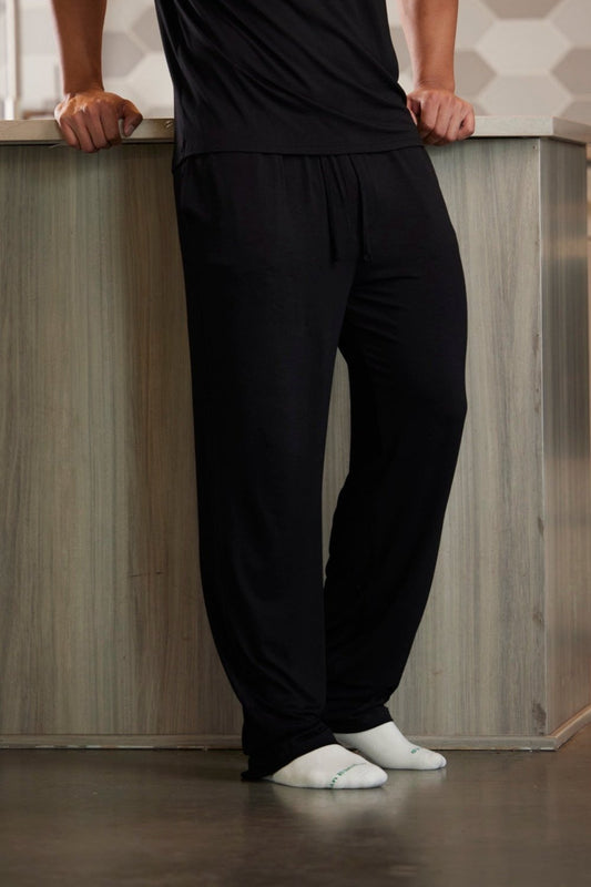 Men's soft bamboo lounge pajama pants, black, Spun Bamboo brand sleepwear on Tampa Home & Garden Store