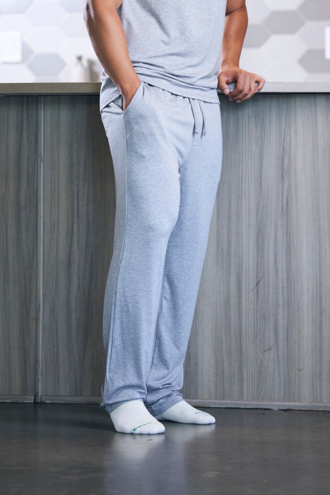Men's Soft Bamboo Lounge Pajama Pants heather gray with drawstring waist pockets Spun Bamboo on Tampa Home & Garden Store
