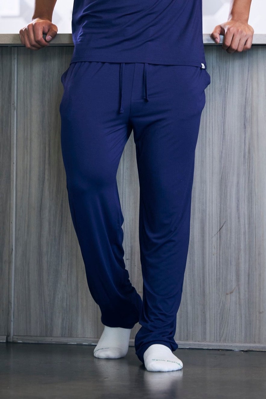 Men's soft bamboo lounge pajama pants navy blue with drawstring waist Spun Bamboo on Tampa Home & Garden Store