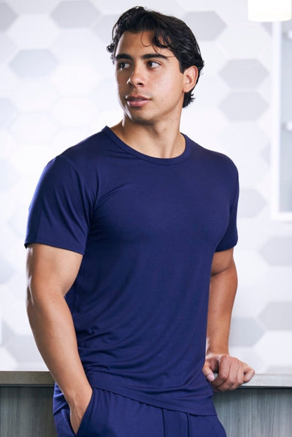 Men's Soft Bamboo Lounge Short Sleeve T-Shirt, navy blue, Spun Bamboo on Tampa Home & Garden Store