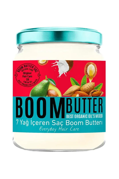 BOOM BUTTER Herbal Science Hair Oil by Beauty Care Bag 190 ml in a jar with turquoise lid on Tampa Home & Garden Store