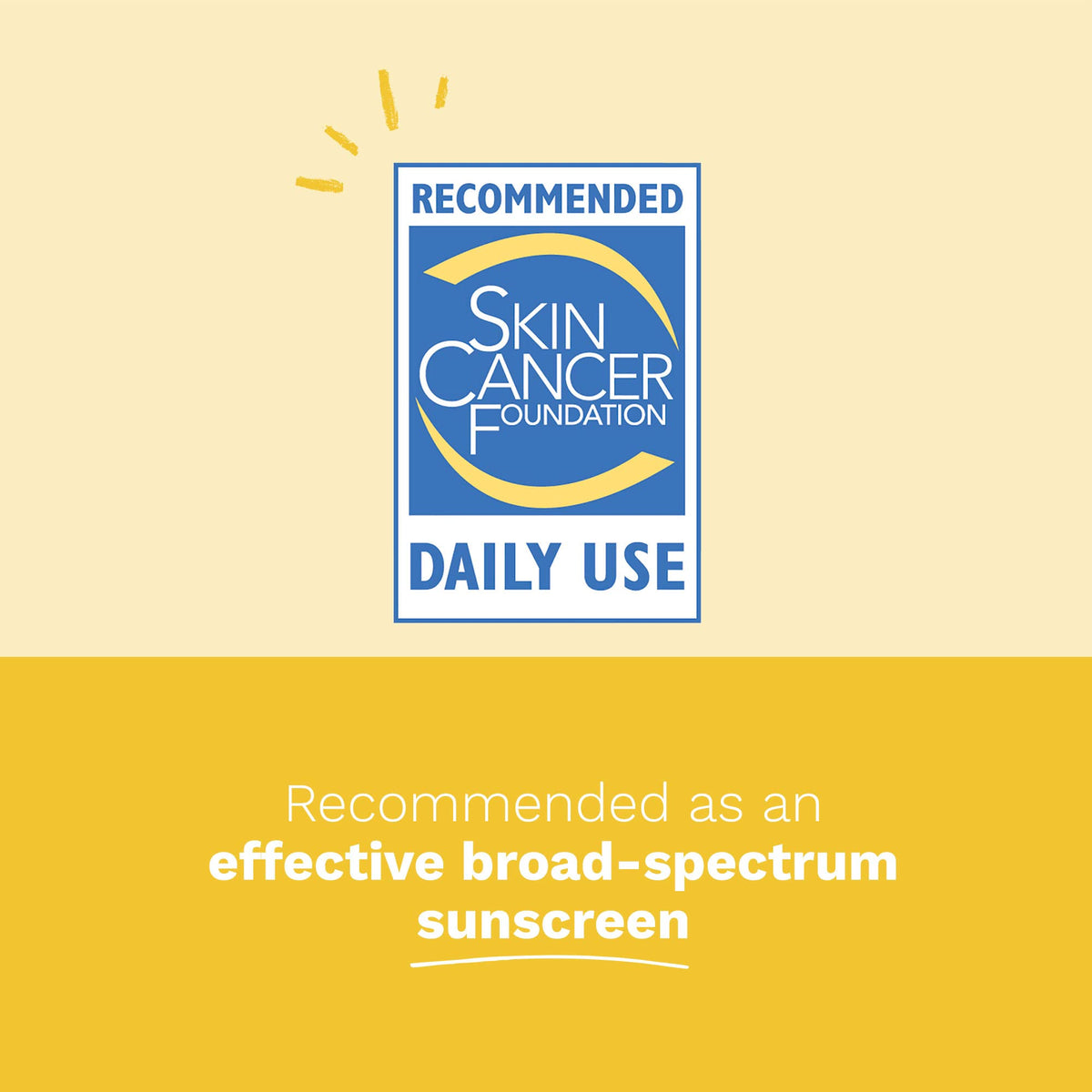 Sunscreen badge: Skin Cancer Foundation recommends daily use; broad-spectrum protection on Tampa Home & Garden Store