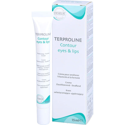 Synchroline Terproline Eye and Lip Care Cream tube and box, white with teal accents, 15 ml on Tampa Home & Garden Store