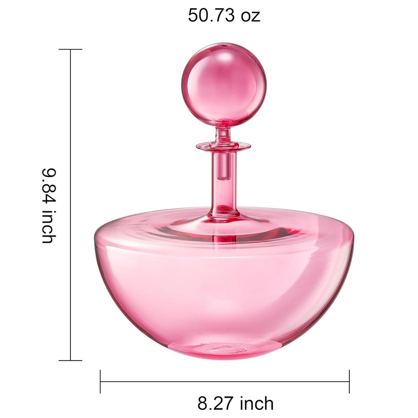 Blush Pink Low Arc Handblown Glass Decanter