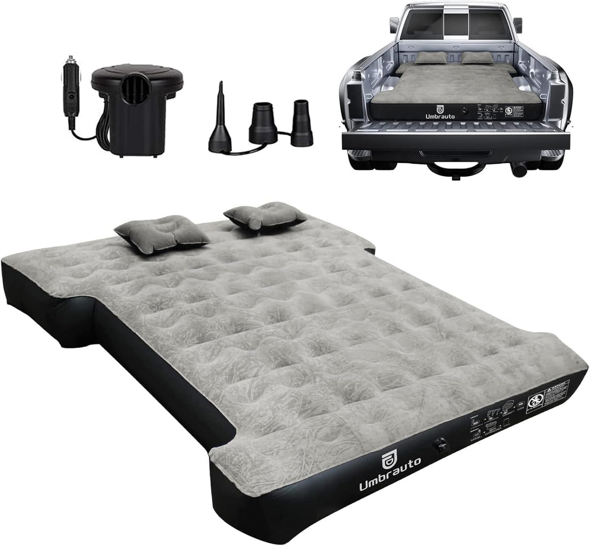 Umbrauto Nissan short truck bed air mattress in gray with pump kit, fits 5.5–5.8ft beds on Tampa Home & Garden Store