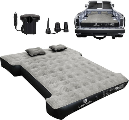 Truck Bed Air Mattress Umbrauto for Ford fits 5.5-5.8ft or 6-6.5ft grey plush top with pillows on Tampa Home & Garden Store