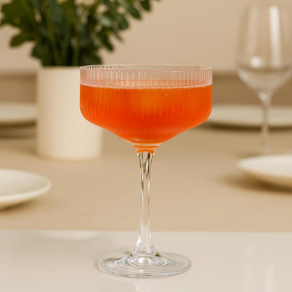 the Set Of Ribbed Coupe Glasses and Bar Drinkware