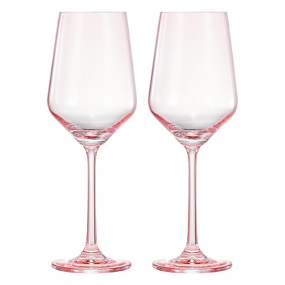 Monet Pink Stemmed Wine Glasses Set of Two