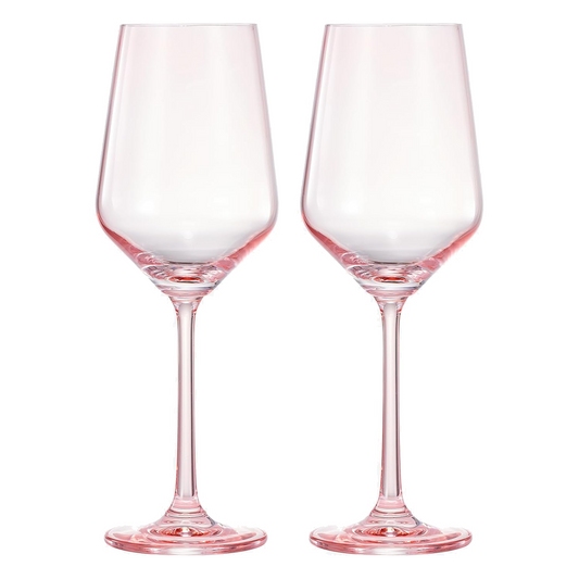 Monet Pink Stemmed Wine Glasses Set of Two