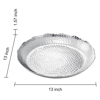 Silver and Hammered Aluminum Decorative Bowl