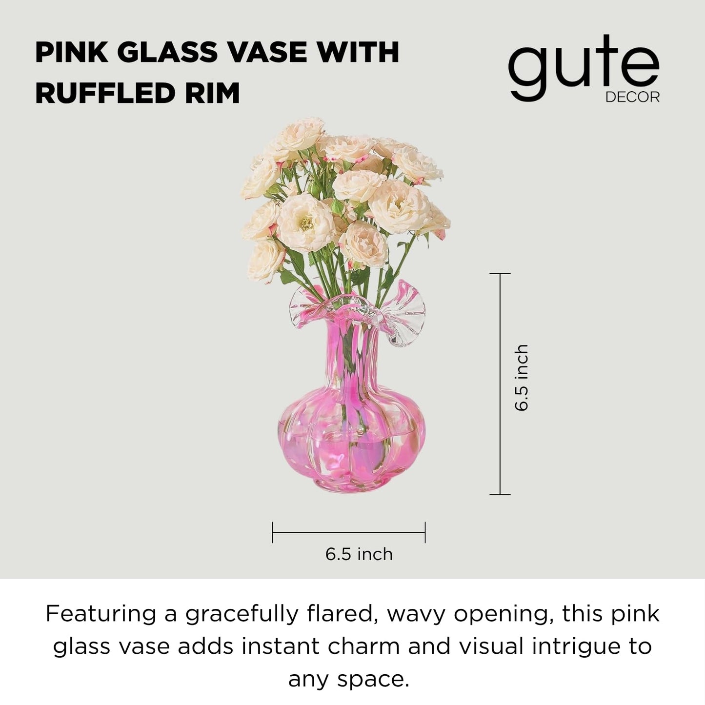 Soft Pink Glass Flower Vase and Spring Decor