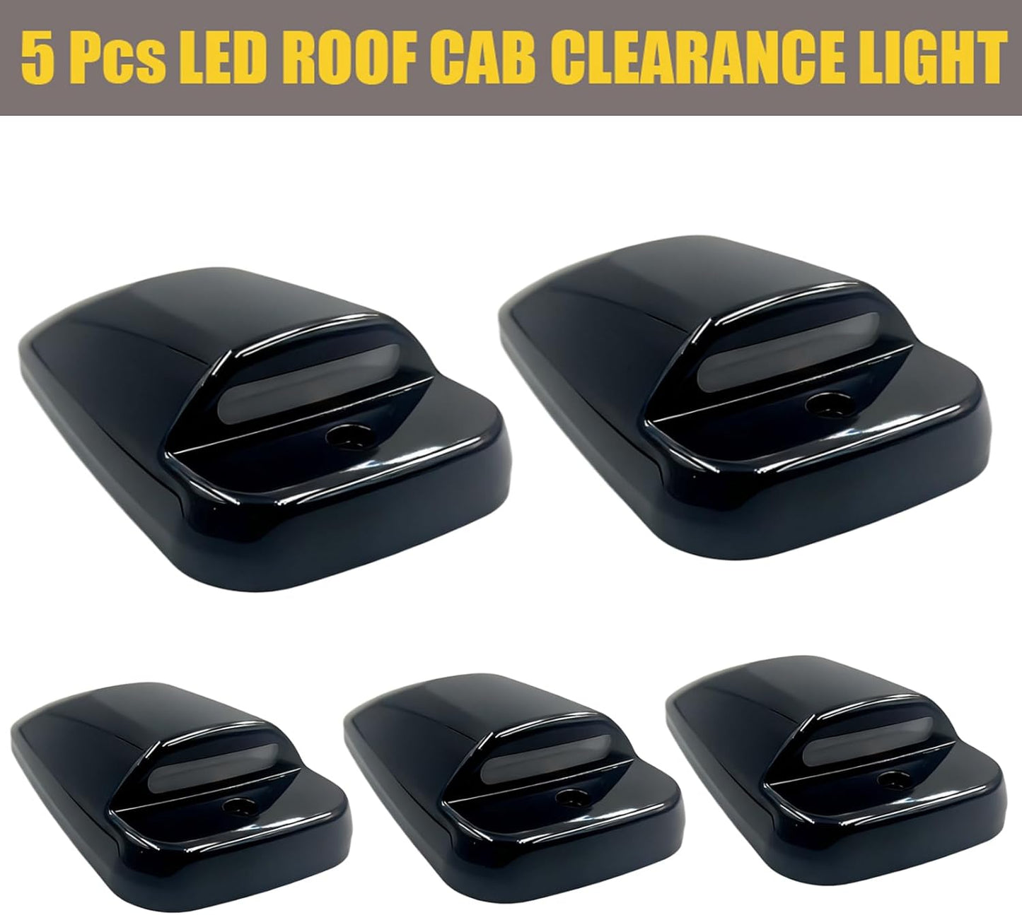 5-pack smoked white amber slim-line LED roof cab lights for Dodge Ram HD by AutoLEDTech.com on Tampa Home & Garden Store