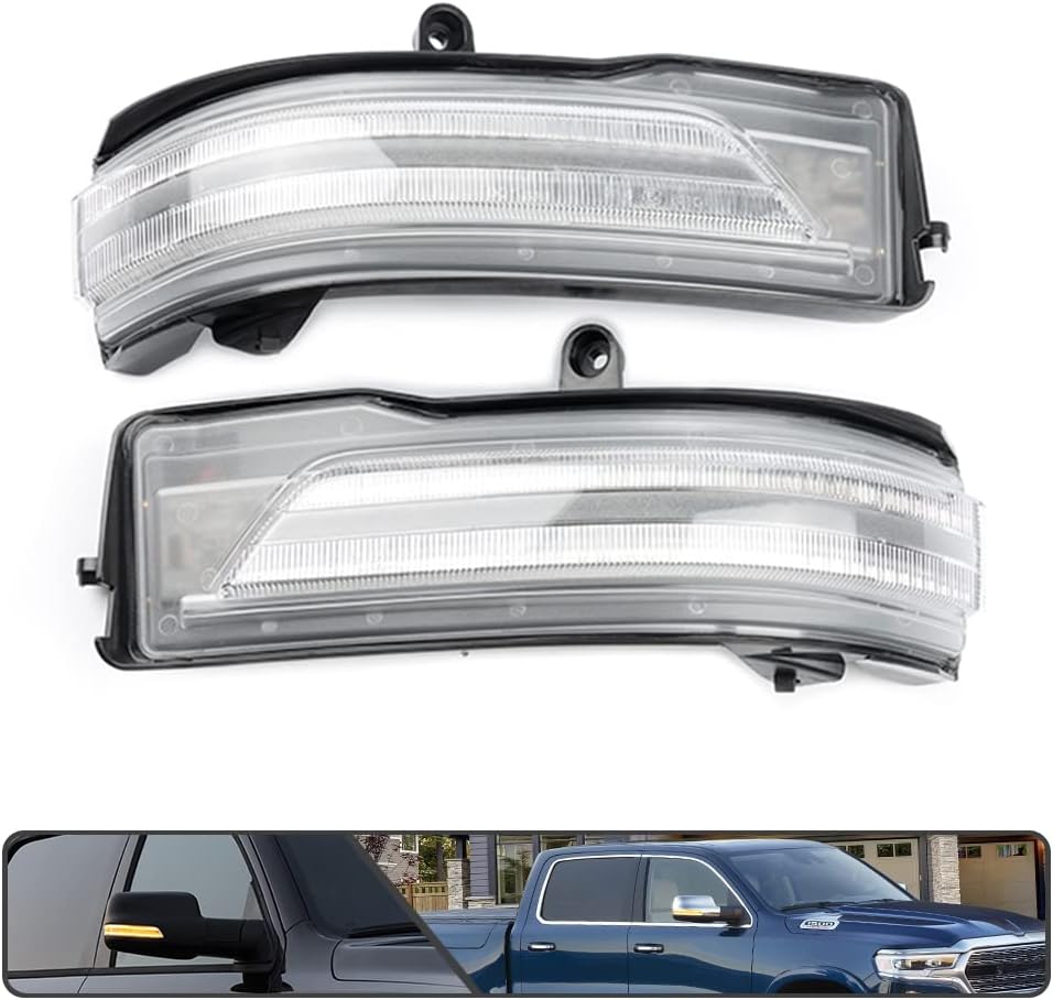 AutoLEDTech.com Ram 1500 & TRX LED mirror lights clear smoked amber scanning pair on Tampa Home & Garden Store