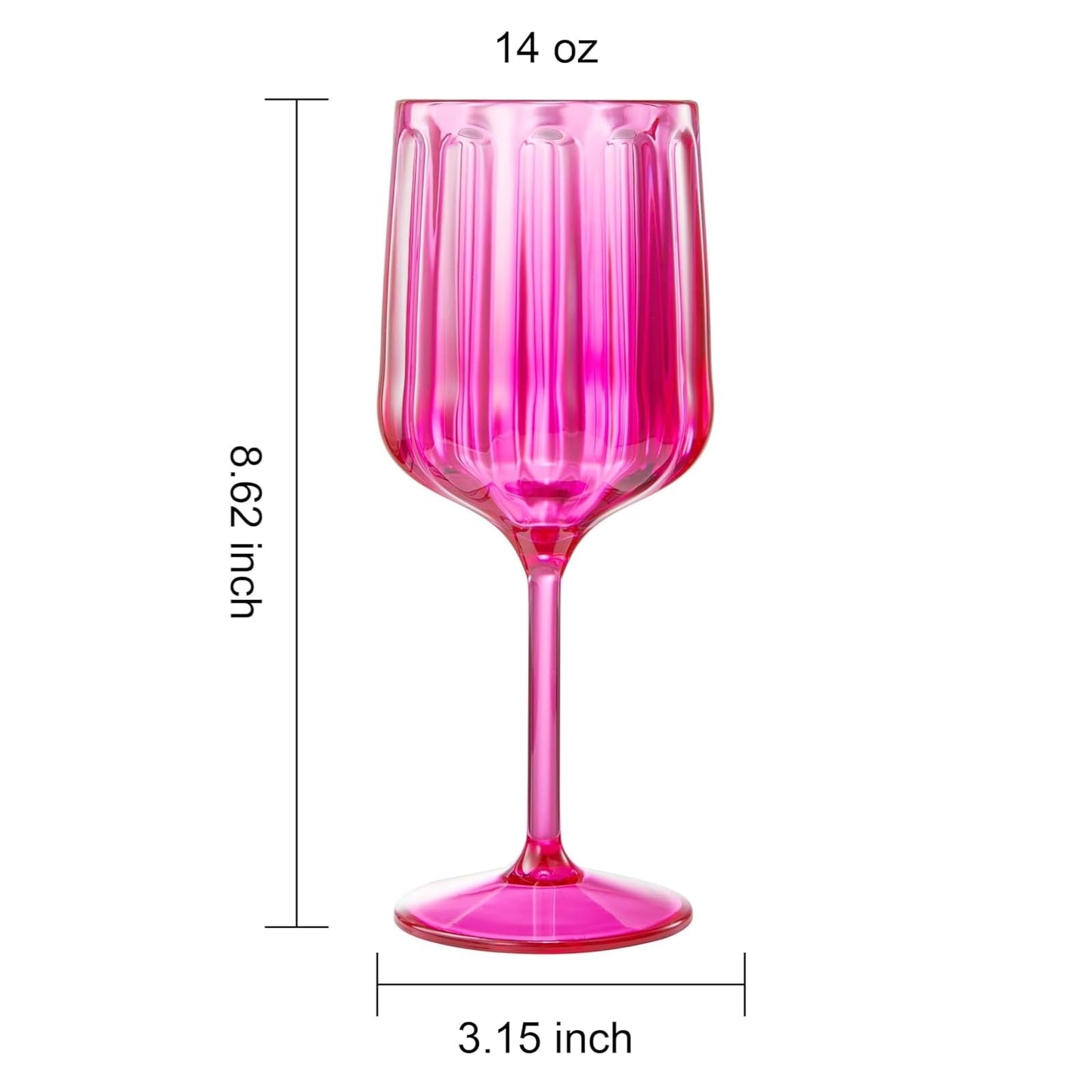 Set of Six Coral Acrylic Stemmed Wine Goblets