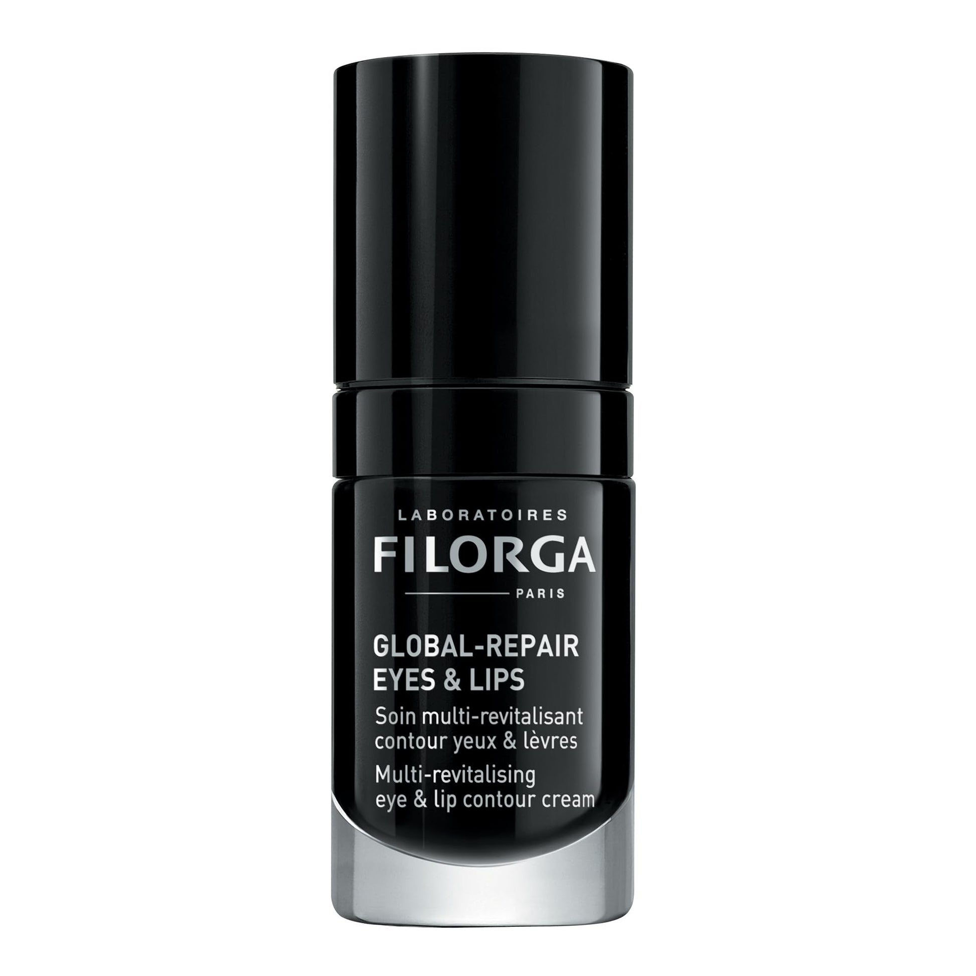 Filorga Global-Repair Eyes & Lips eye contour cream bottle with a black cap and silver base on Tampa Home & Garden Store