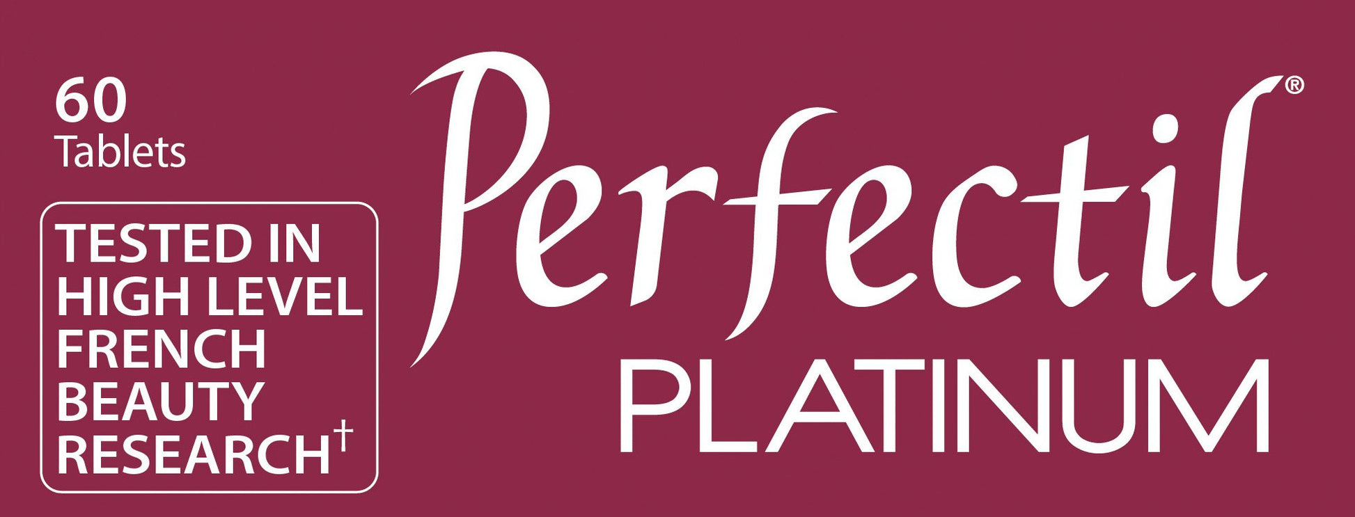 Perfectil Platinum dietary supplement packaging maroon with white script logo 60 tablets on Tampa Home & Garden Store