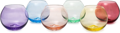 Set Of Hand Blown Colored and Stemless Glasses