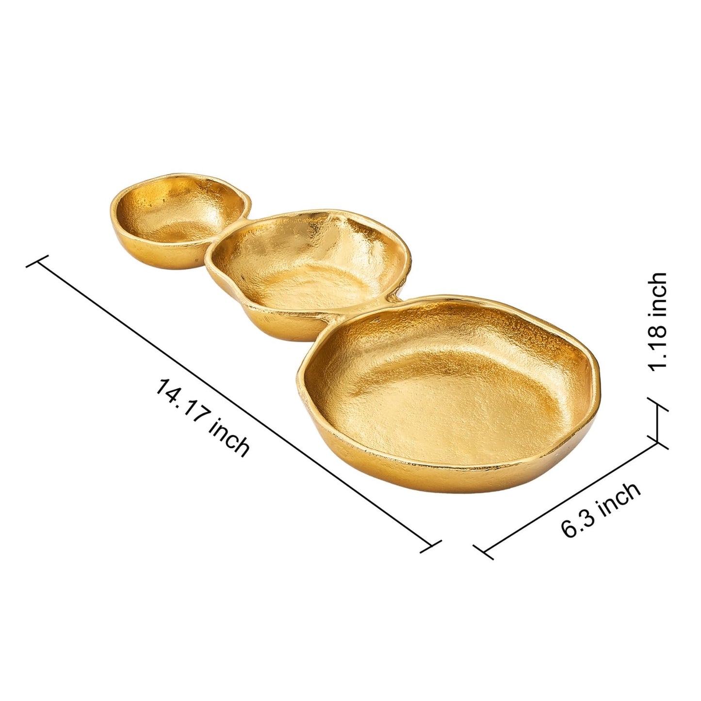 Modern Cluster of Three Gold Decorative Bowls