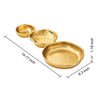 Modern Cluster of Three Gold Decorative Bowls