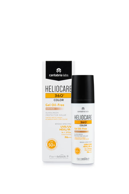 Heliocare 360 Gel Oil-Free Bronze sunscreen bottle with box Cantabria Labs SPF 50+ on Tampa Home & Garden Store