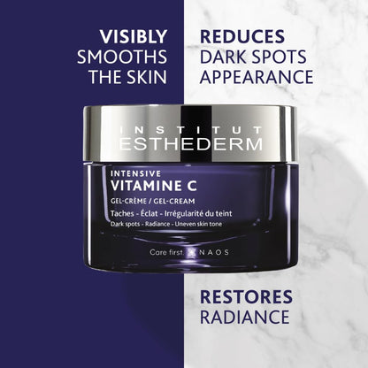 Face cream Esthederm Vitamin C Gel-Cream in a purple glass jar with a silver lid on Tampa Home & Garden Store